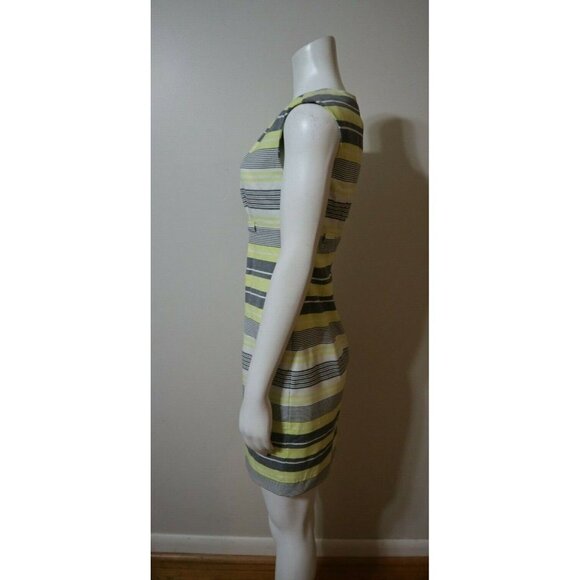 WOMEN'S GRAY AND YELLOW STRIPED DRESS - CALVIN KLEIN - SIZE 2 - SHEATH DRESS - Picture 5 of 7